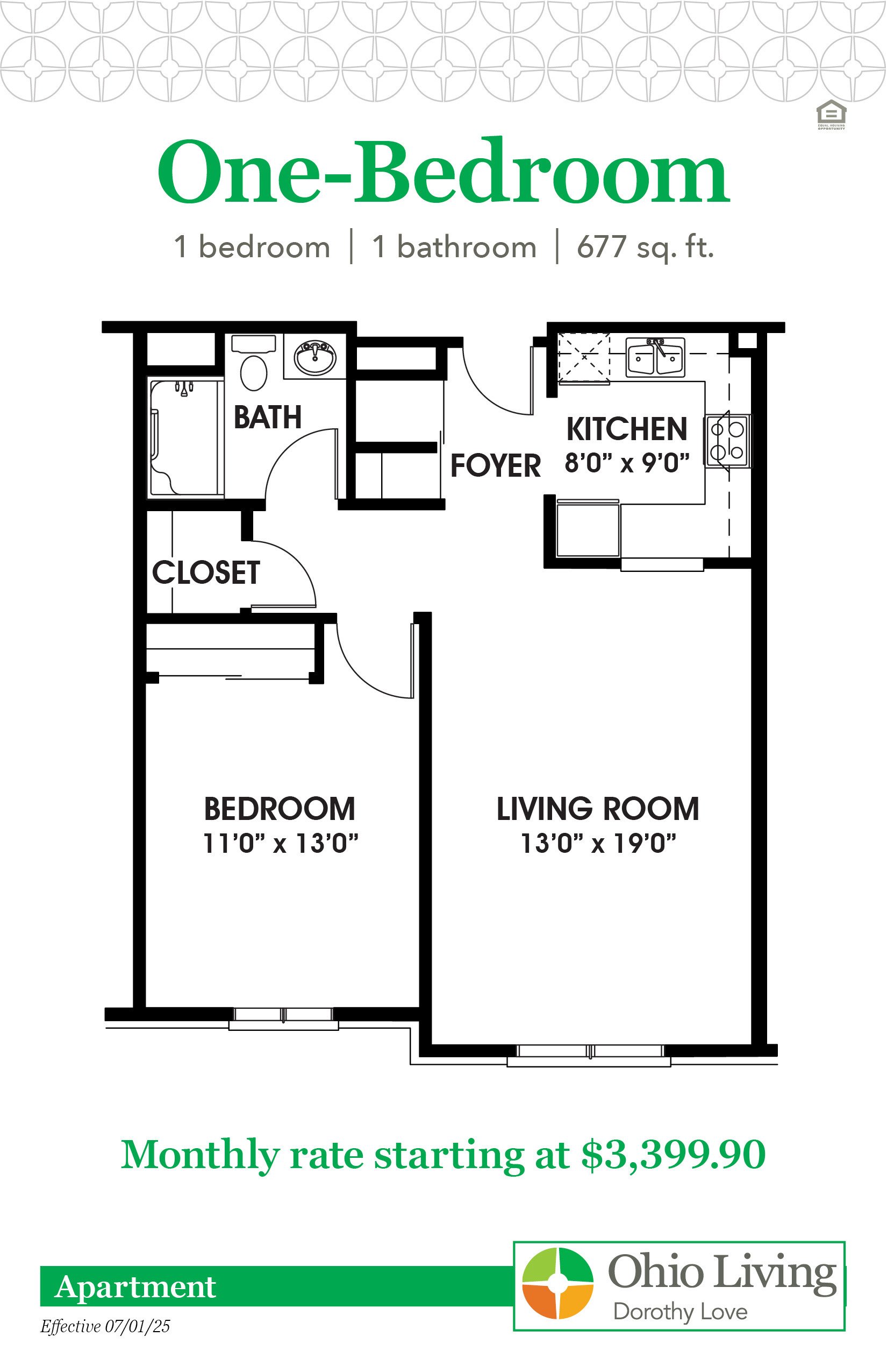 OLDL Apartment Floor Plans with Price 1BR