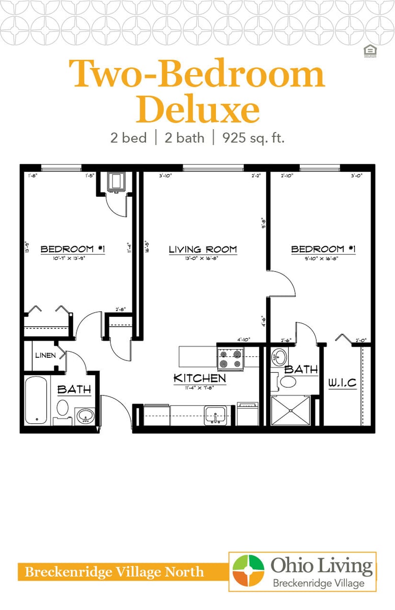 OLBV North Apartments Floor Plan Two Bedroom Deluxe