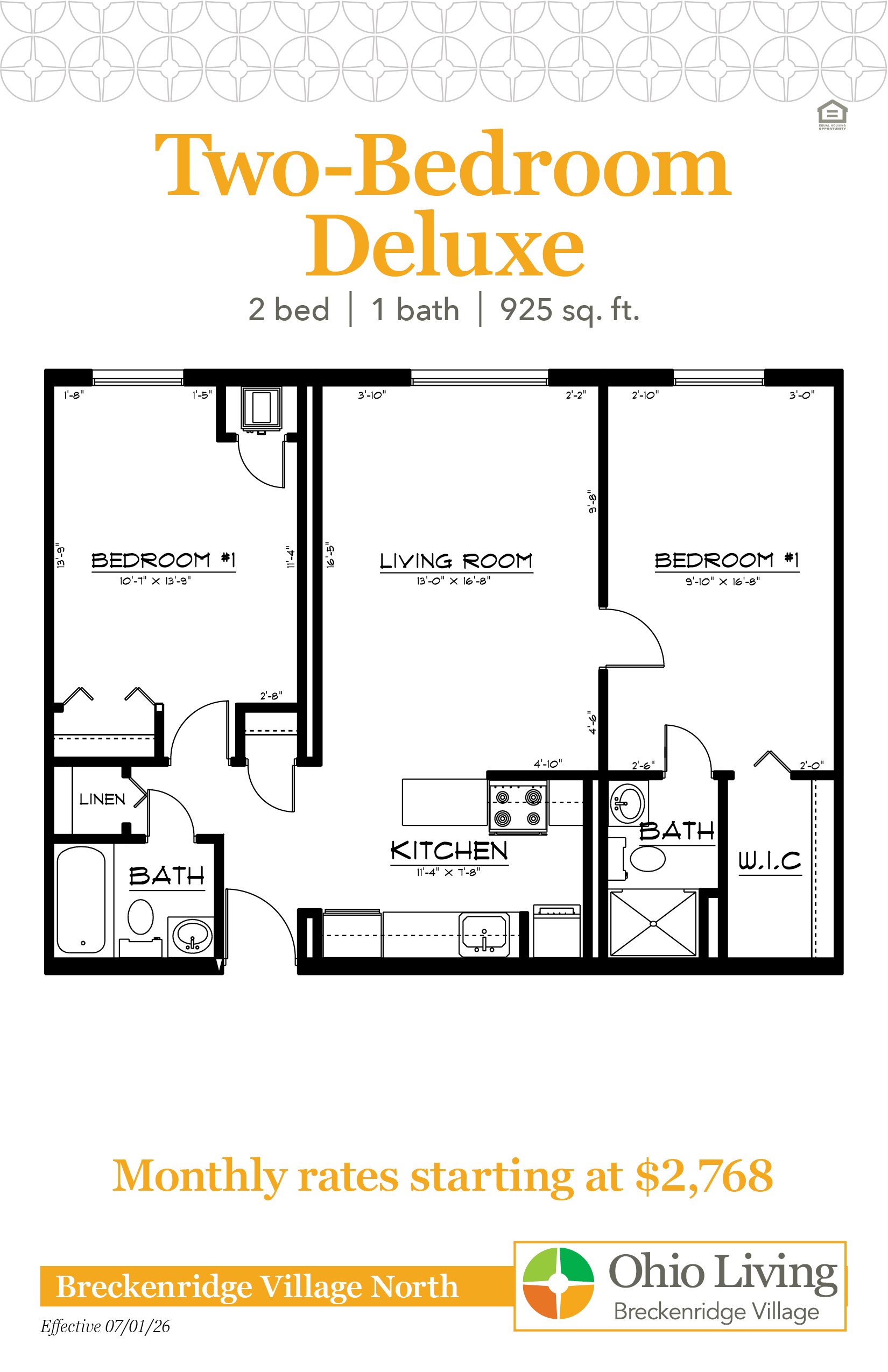 OLBV North Apartments Floor Plans with Prices - Two-Bedroom Deluxe