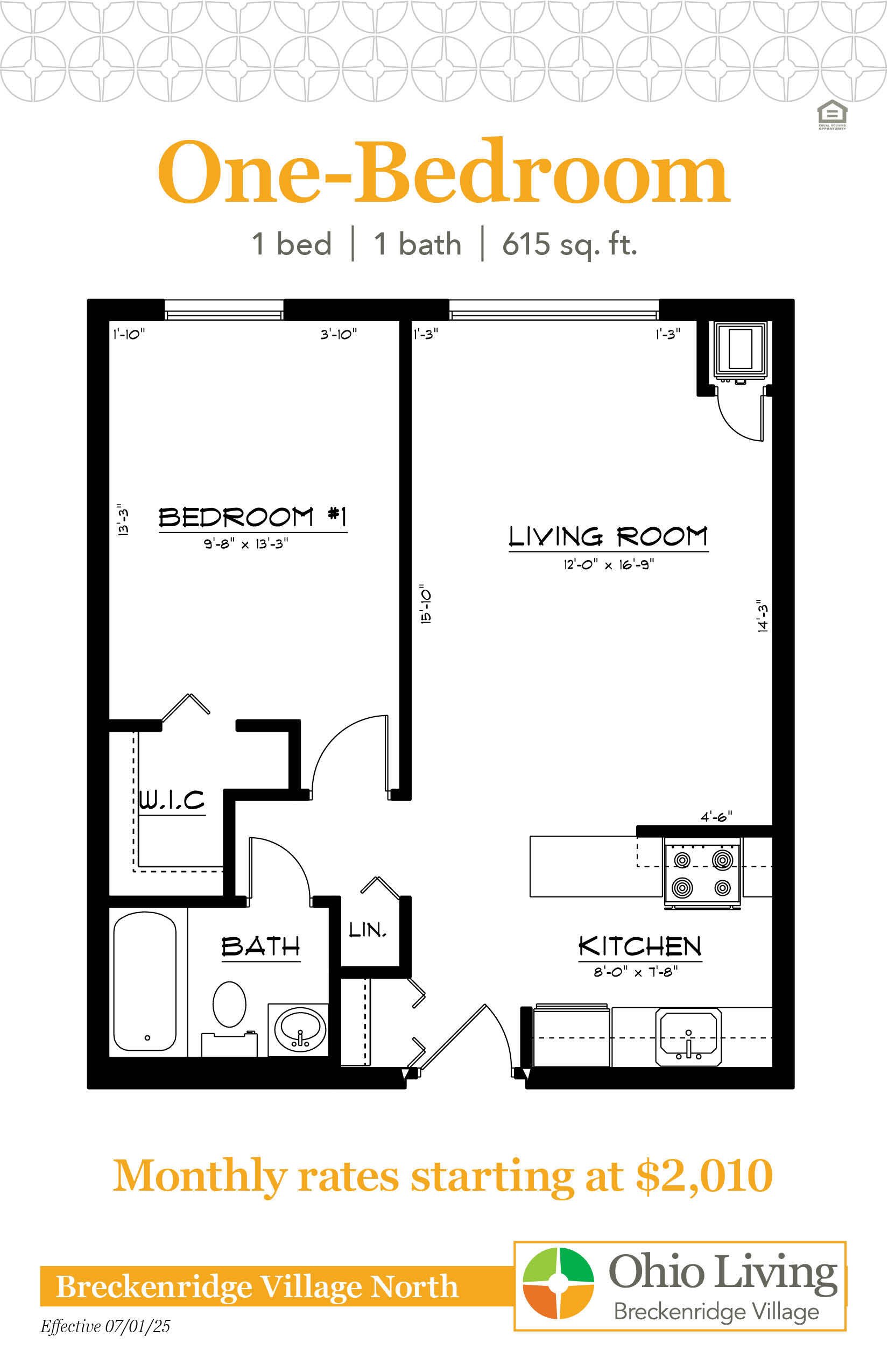 OLBV North Apartments Floor Plans with Prices - One-Bedroom