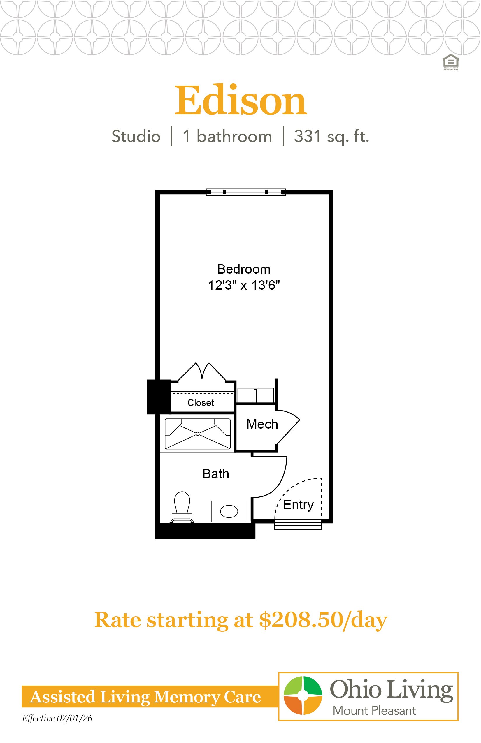 OLMP Assisted Living Memory Care Floor Plans with Price Edison