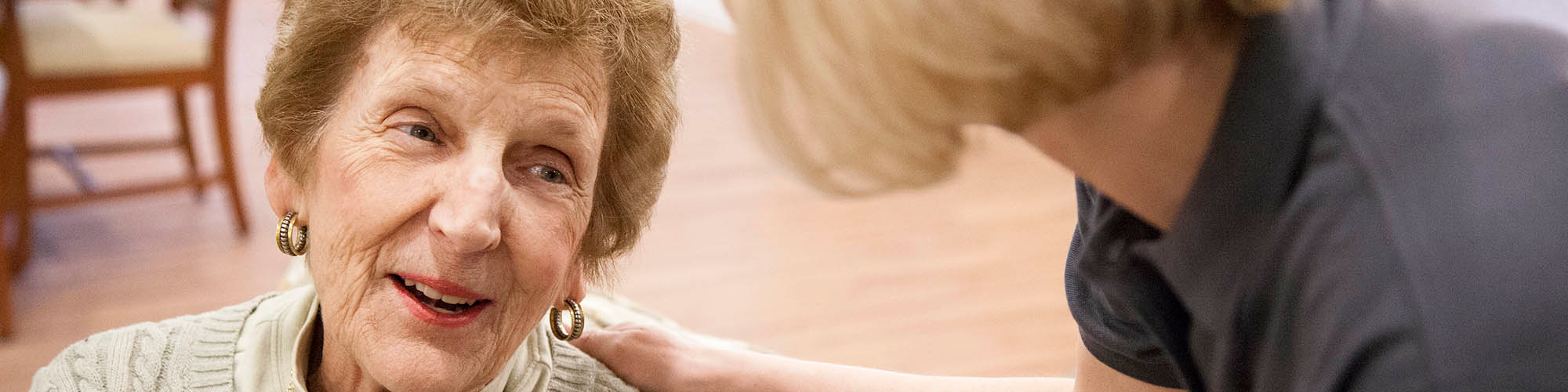 Compassionate, comforting interaction at Ohio Living Ganzhorn Suites in Powell, Ohio, providing dementia and Alzheimer’s memory care in a warm, caring environment. Compassionate, comforting interaction at Ohio Living Ganzhorn Suites in Powell, Ohio, providing dementia and Alzheimer’s memory care in a warm, caring environment.